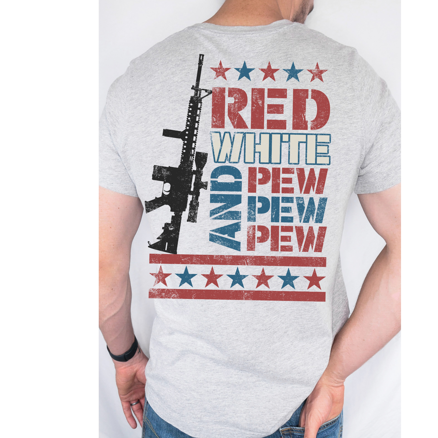 Red White and Pew Pew DTF Transfer