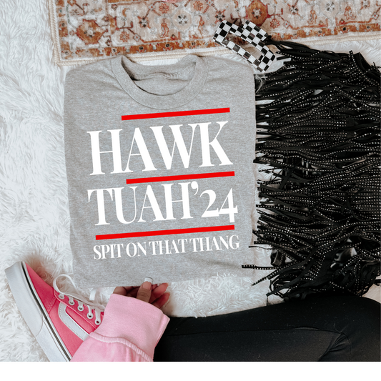 Hawk Tuah White Font DTF Transfer