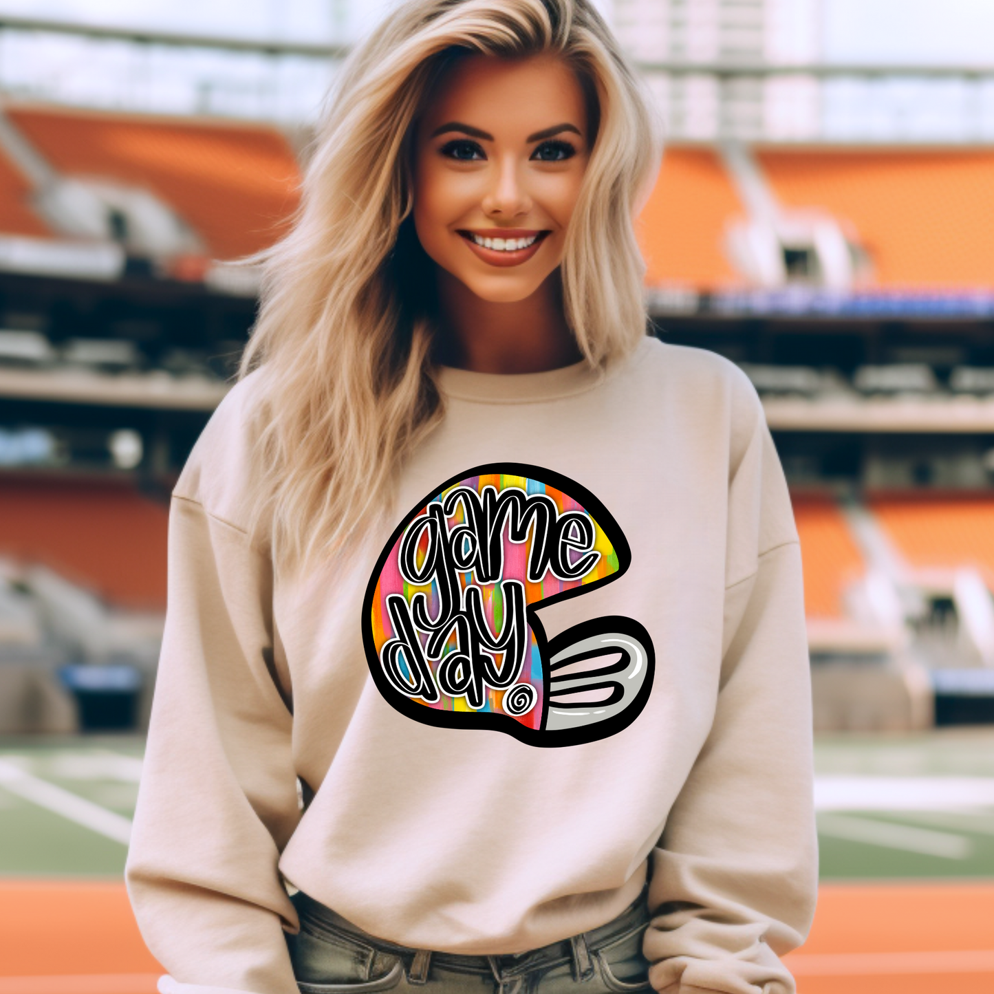 Game Day Football Tie Dye Helmet DTF Transfer