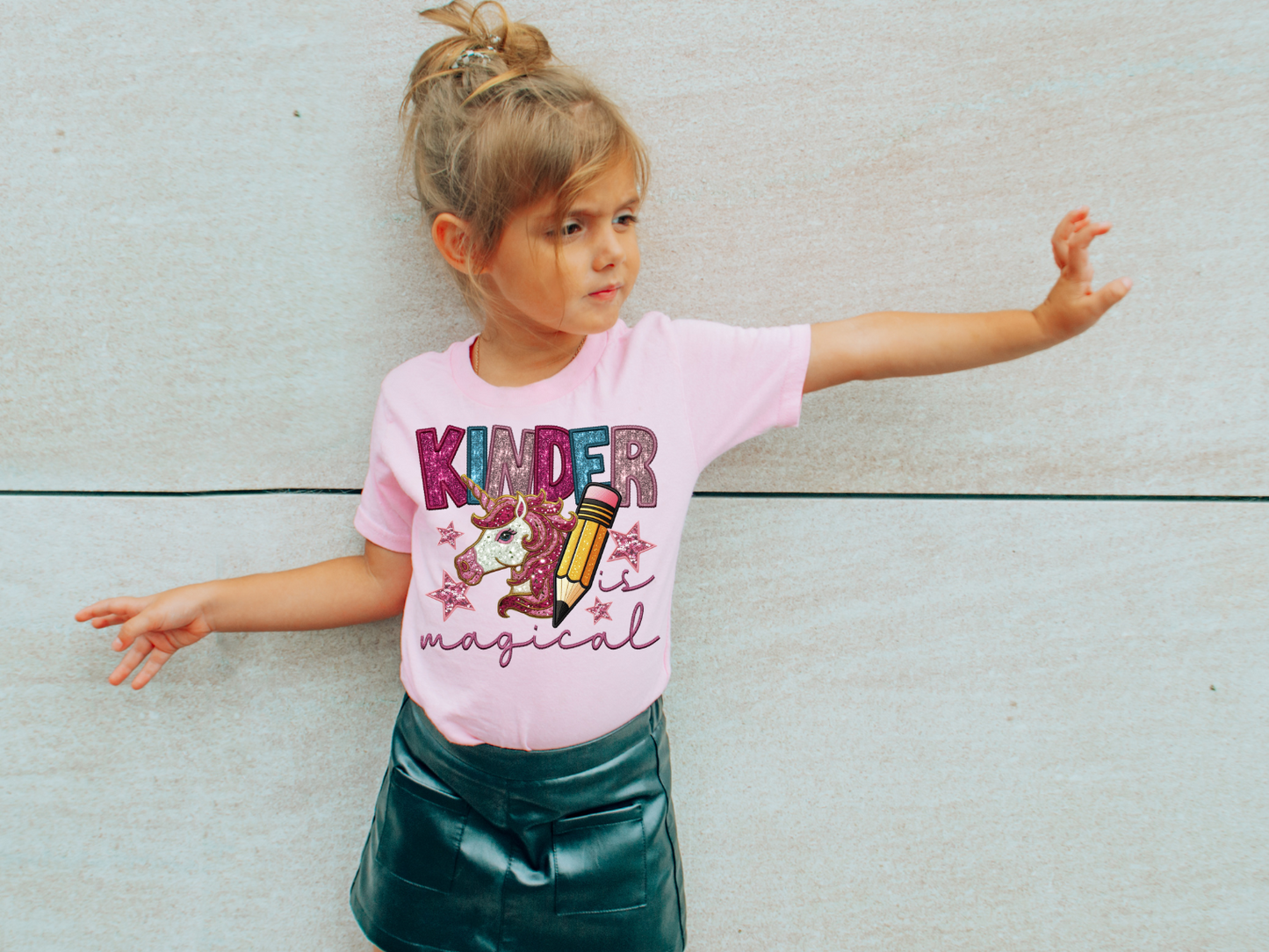 Faux Embroidery Kindergarten Is Magical Back to School DTF Transfer