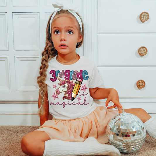 Faux Embroidery 3rd Grade Is Magical Back to School DTF Transfer