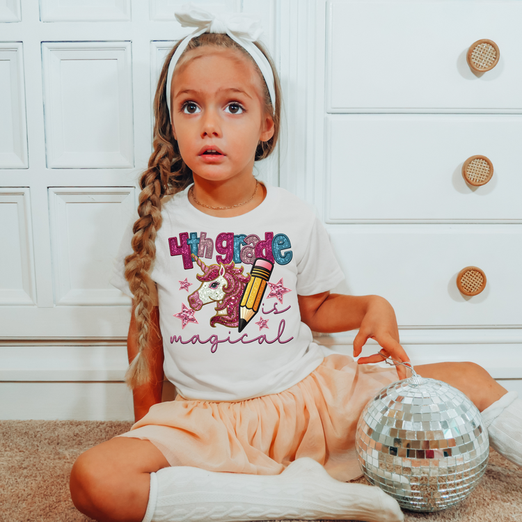 Faux Embroidery 4th Grade Is Magical Back to School DTF Transfer