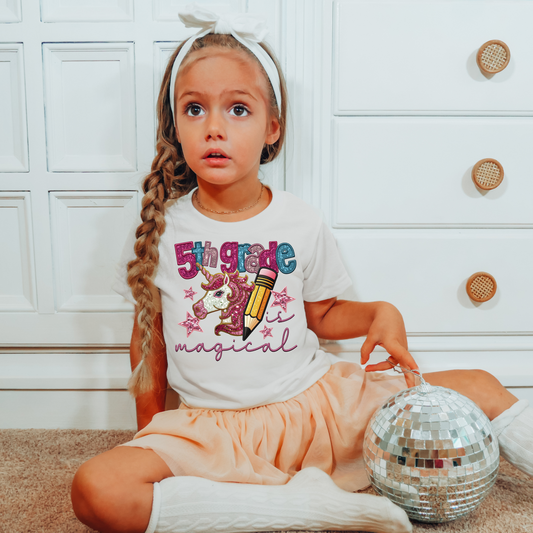Faux Embroidery 5th Grade Is Magical Back to School DTF Transfer
