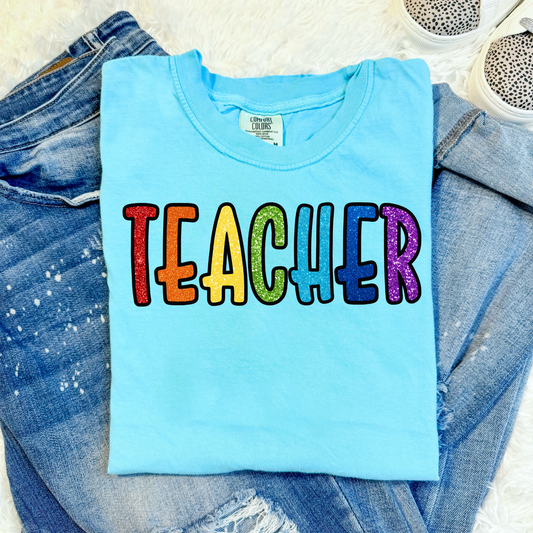Rainbow Teacher DTF Transfer
