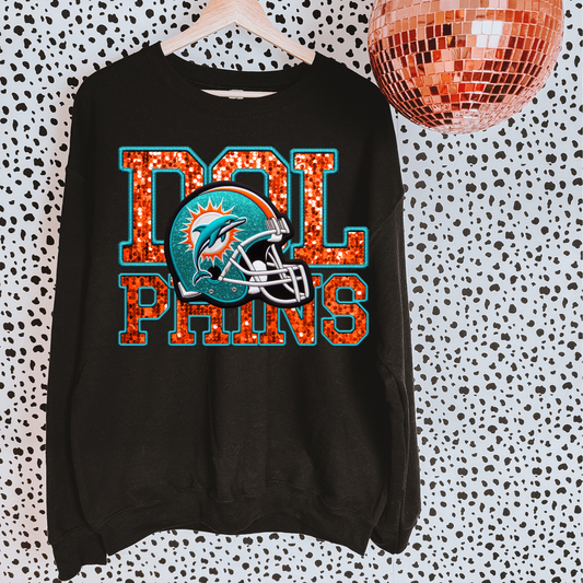 Dolphins Faux Sequin DTF Transfer