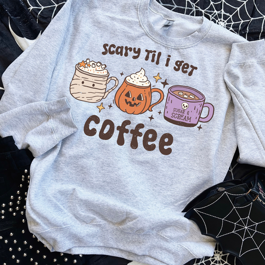 Scary Til I Get Coffee Halloween DTF Transfer