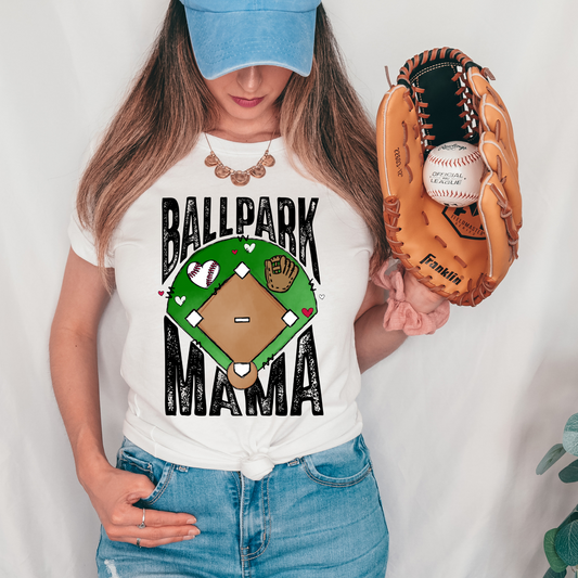 Ballpark Mama Baseball Black DTF Transfer