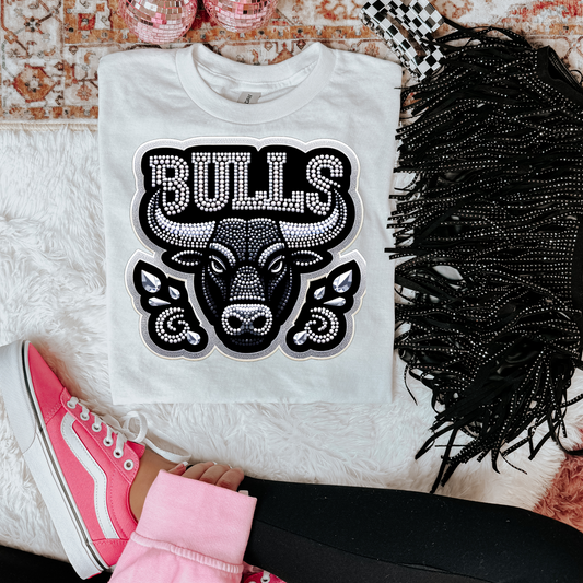 Bulls School Mascot Rhinestone DTF Transfer