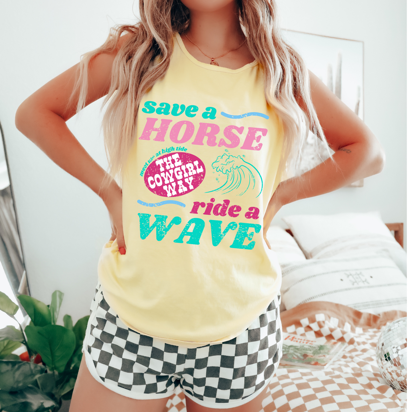 Save a Horse, Ride a Wave Western Summer DTF Transfer