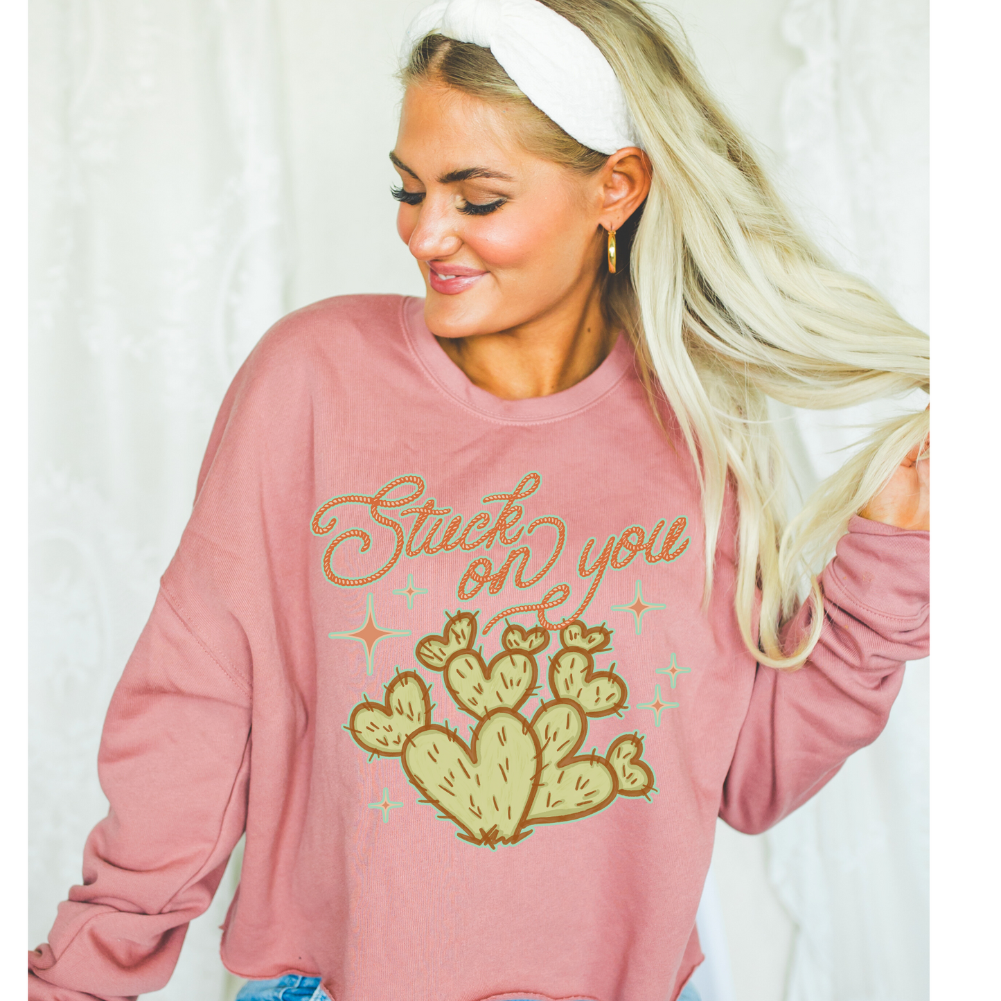 Stuck on You Western Cactus Green DTF Transfer