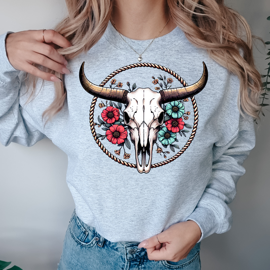 Floral Cowskull Western DTF Transfer