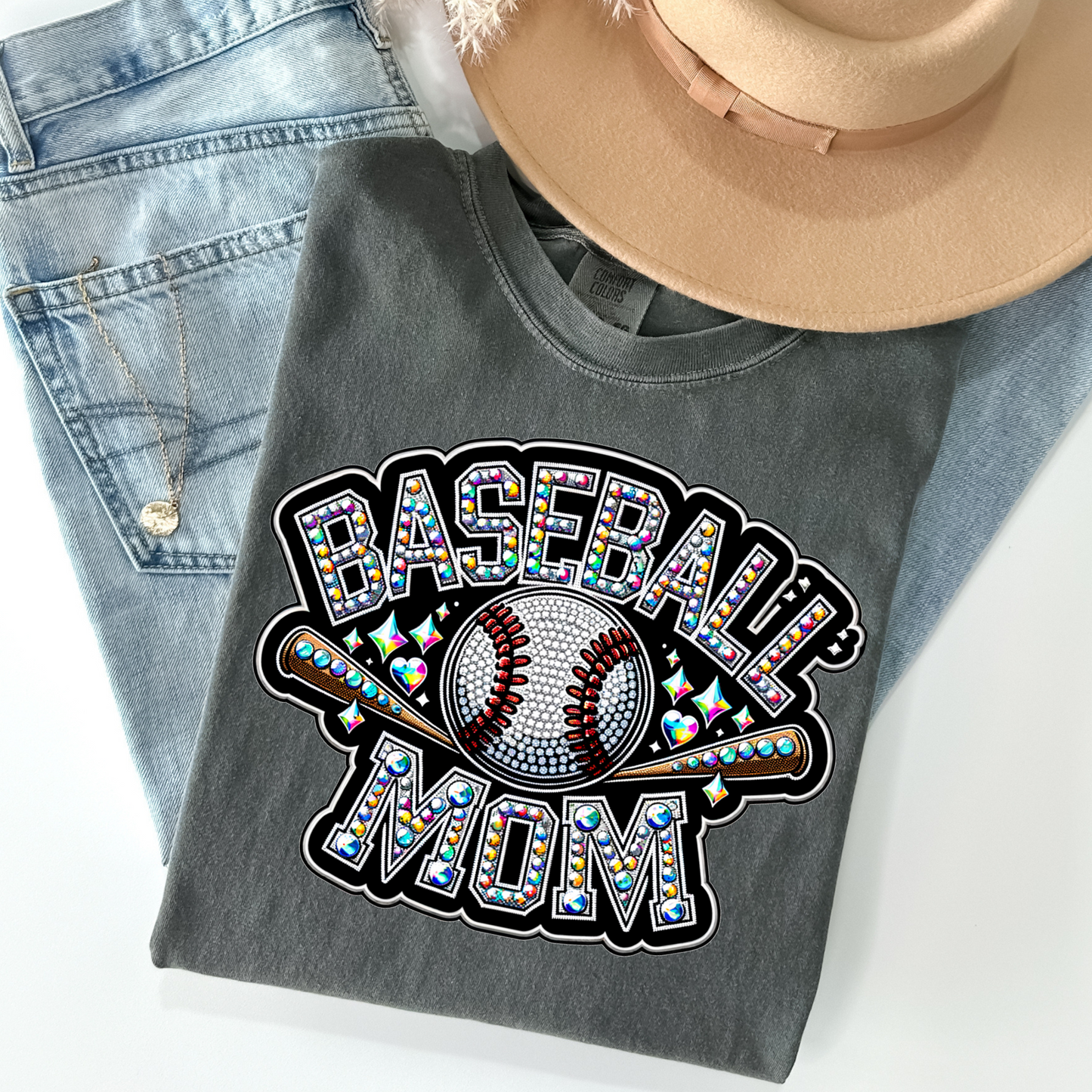 Baseball Mom Rhinestone Baseball DTF Transfer