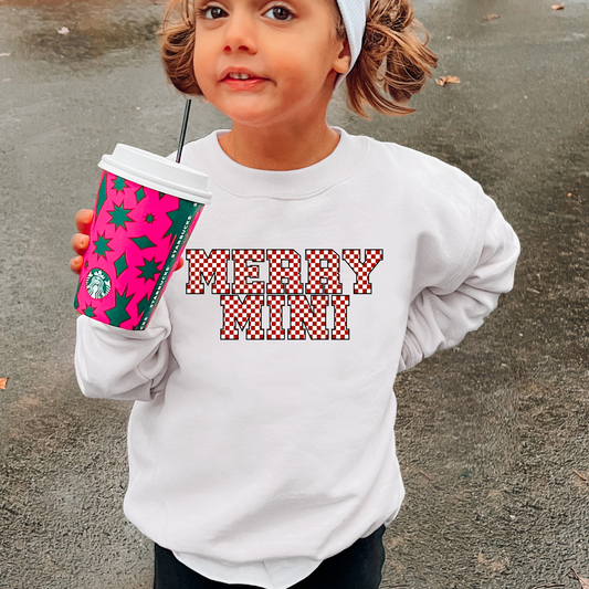 Merry Mini Red Checkered Christmas DTF Transfer