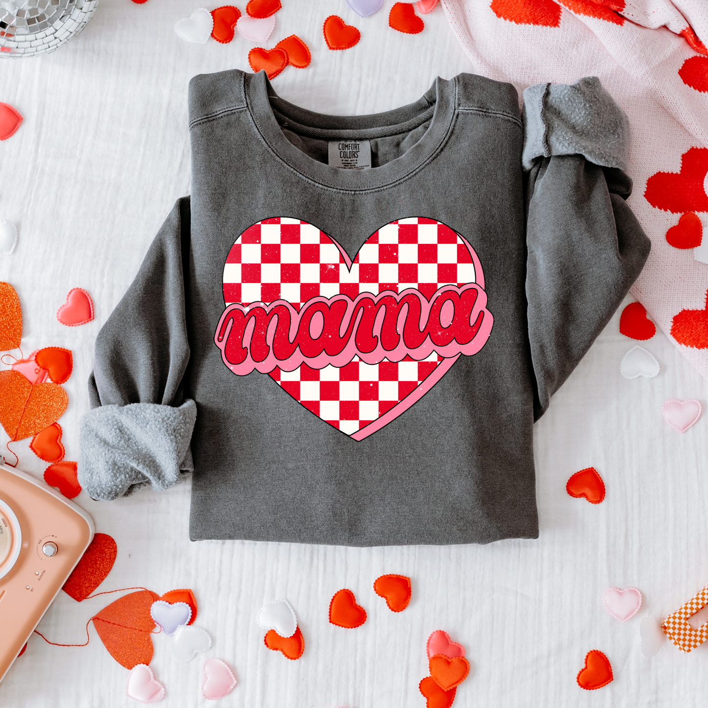 Retro Checkered Heart Mama Valentine's DTF Transfer