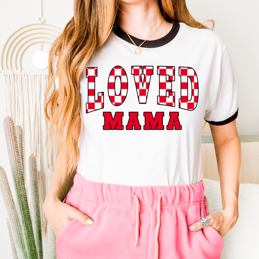 Loved Mama Red Checkerboard Valentine's DTF Transfer