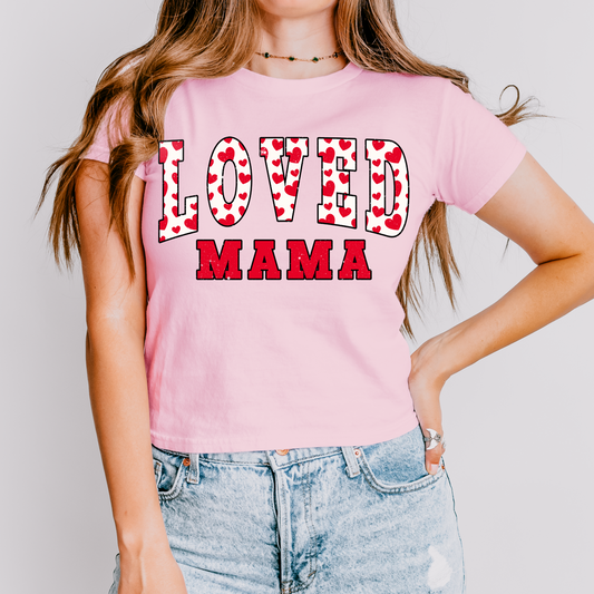 Loved Mama with Red Hearts Valentine's DTF Transfer