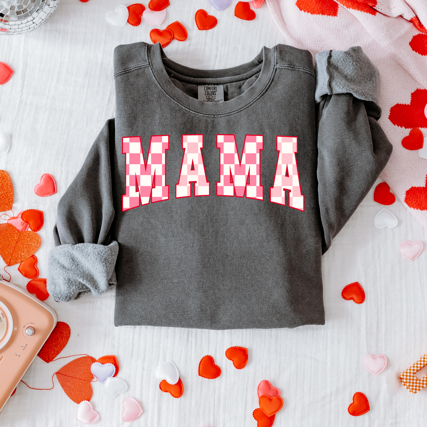 Mama Two Toned Pink Checkerboard Valentine's DTF Transfer