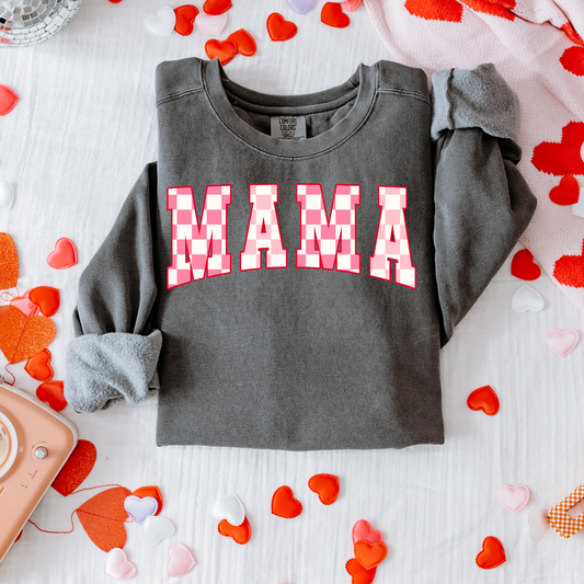 Mama Two Toned Pink Checkerboard Valentine's DTF Transfer