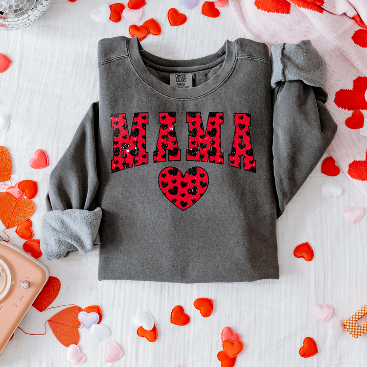 Mama Red & Black Hearts Valentine's DTF Transfer