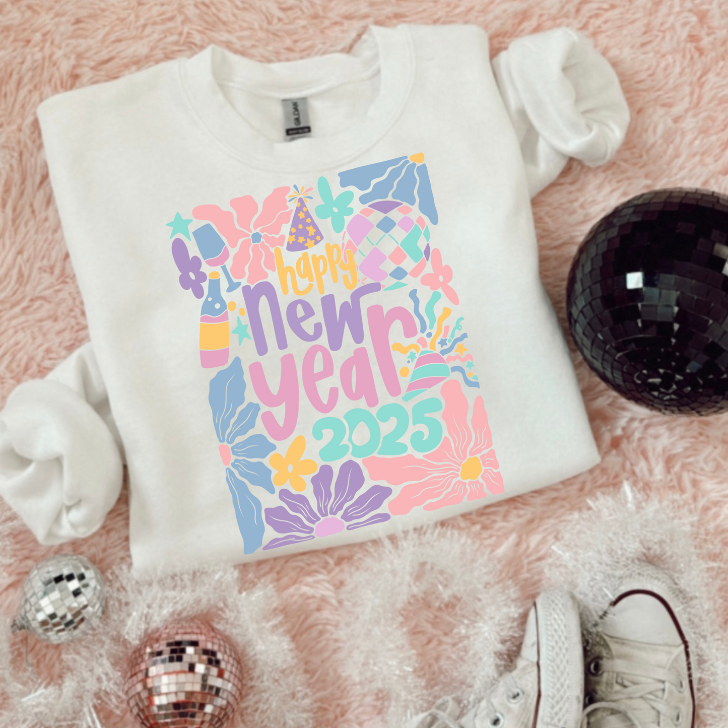 Happy New Year 2025 Pastel DTF Transfer
