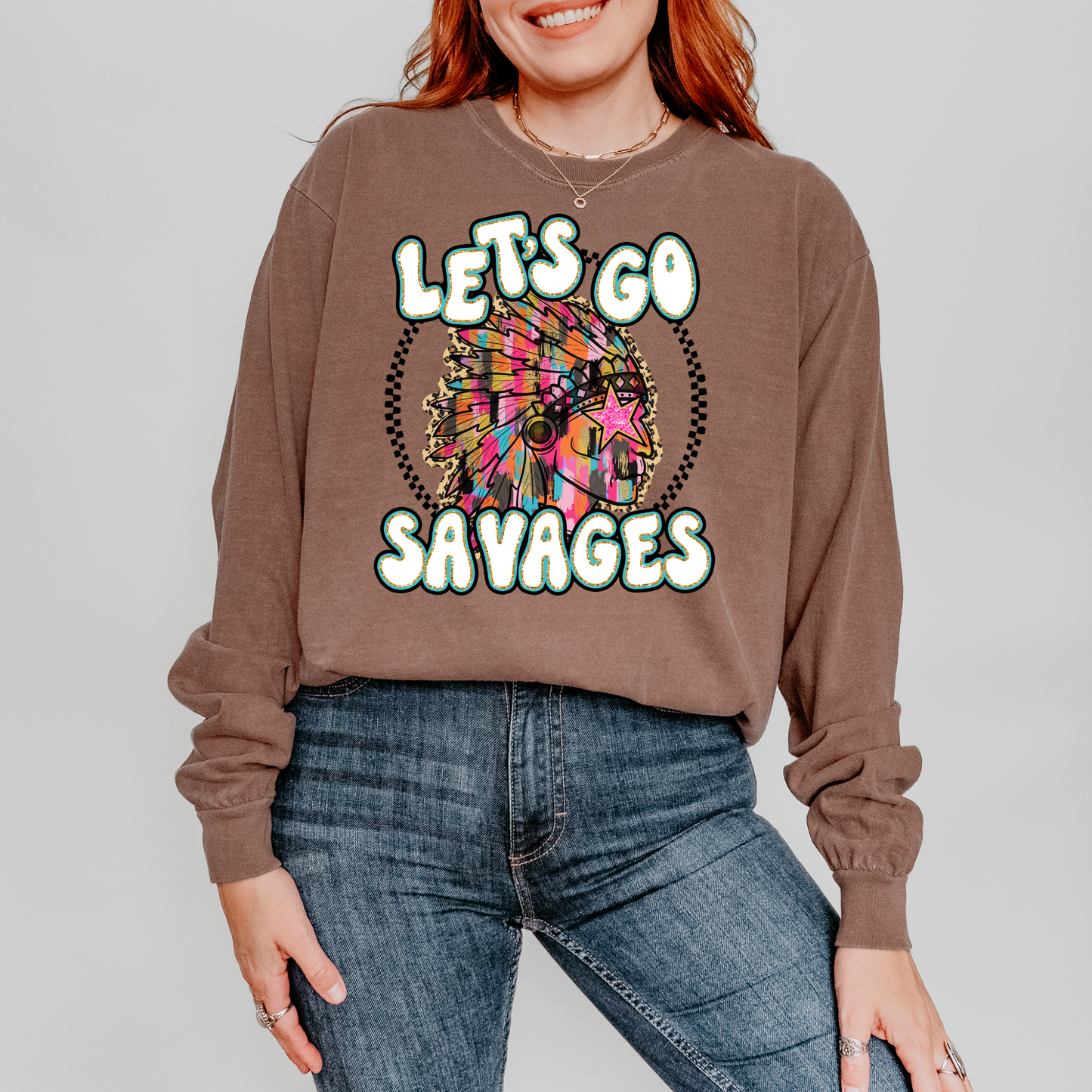 Let's Go Savages Brushstroke School Spirit DTF Transfer