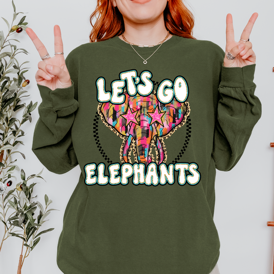 Let's Go Elephants Brushstroke School Spirit DTF Transfer