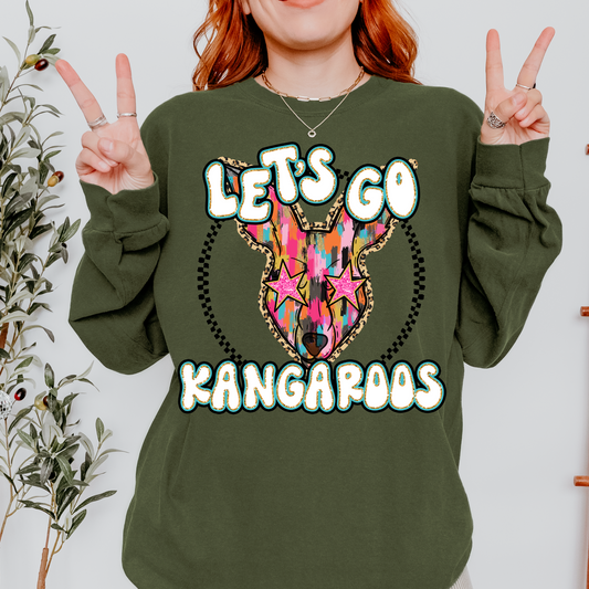 Let's Go Kangaroos Brushstroke School Spirit DTF Transfer