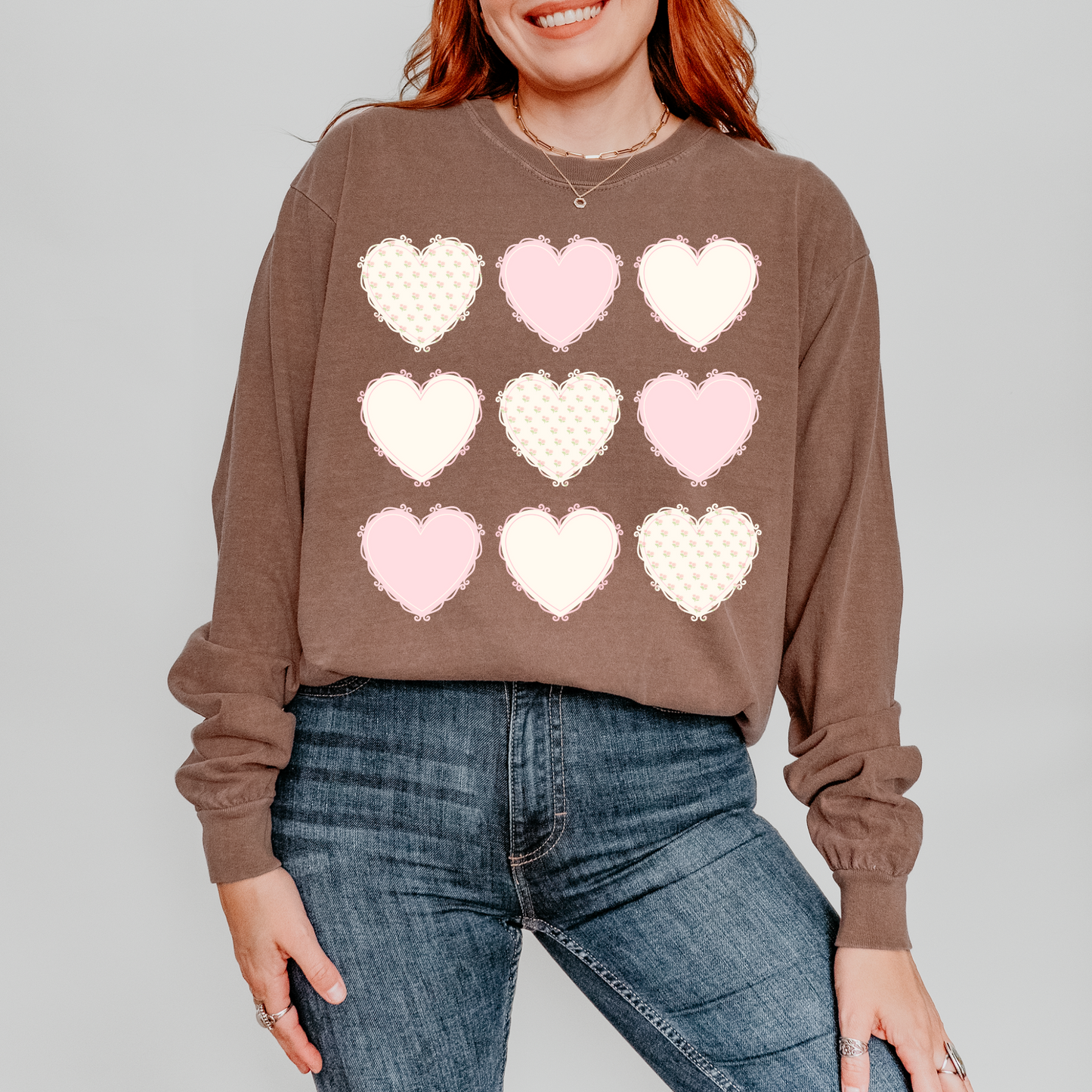 Dainty Patch Hearts Distressed Valentines DTF Transfer