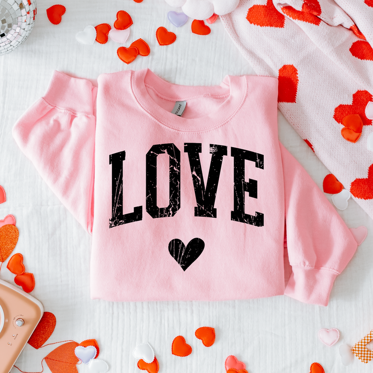 Love Black Distressed Valentines DTF Transfer