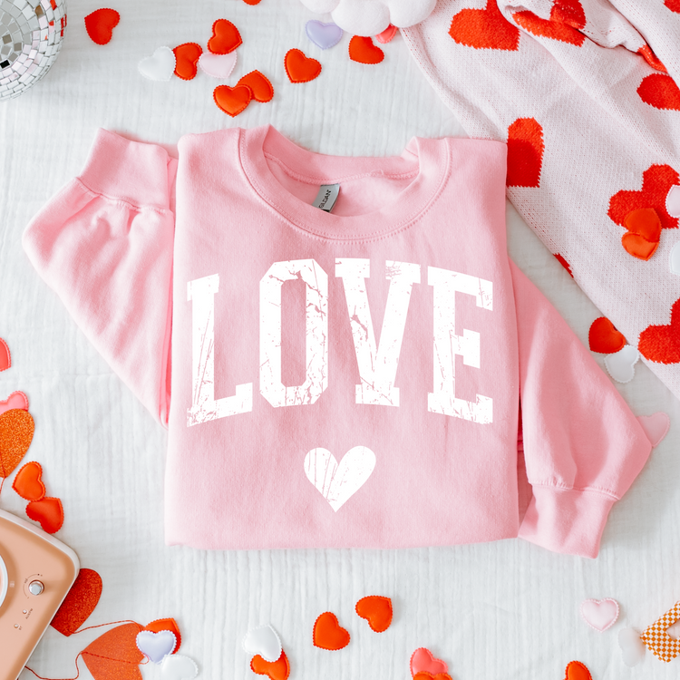 Love White Distressed Valentines DTF Transfer