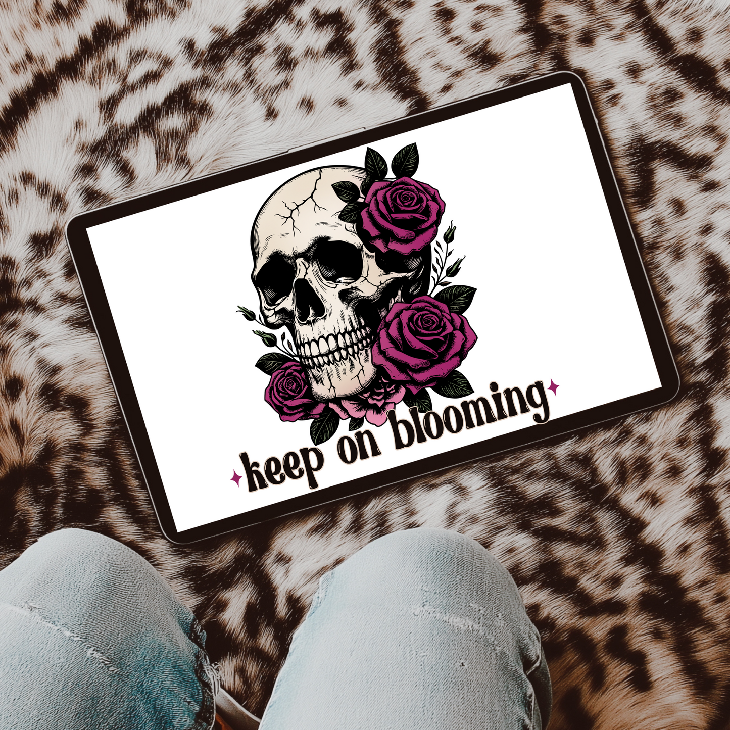 Keep On Blooming Skull PNG Digital Download