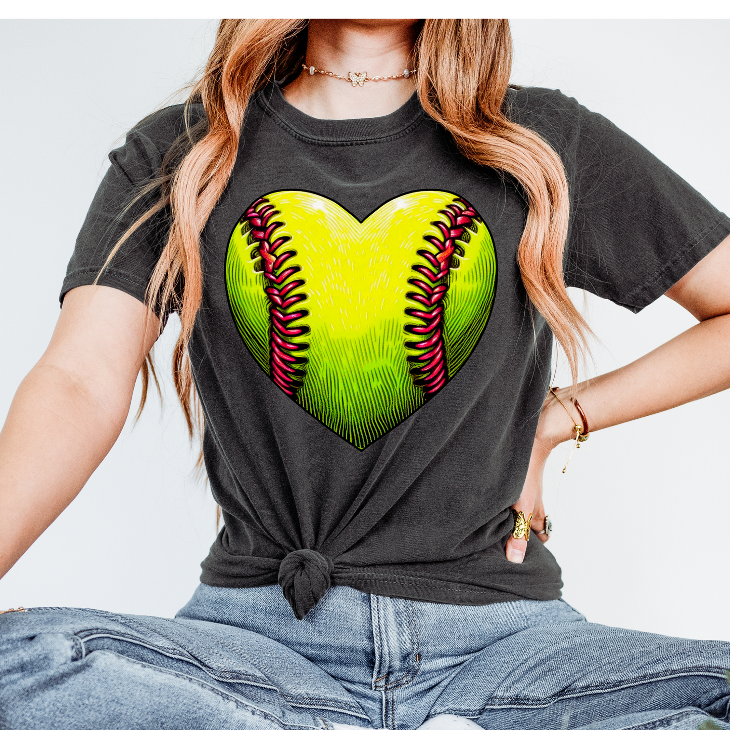 Softball Heart DTF Transfer