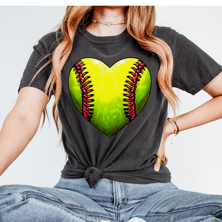 Softball Heart DTF Transfer