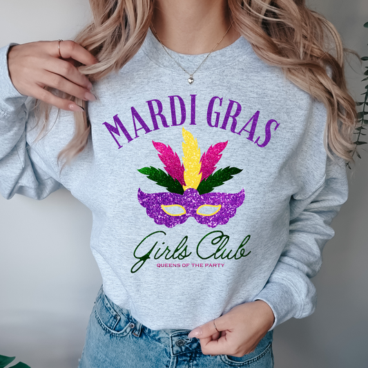Glitter Mask Girls Club Mardi Gras DTF Transfer
