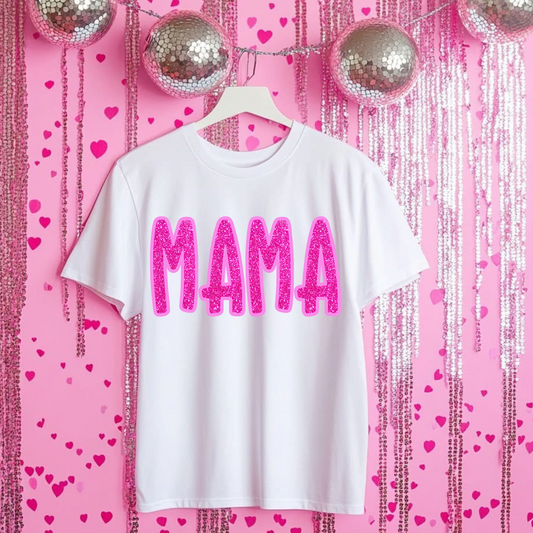 Mama Faux Glitter Valentine's DTF Transfer