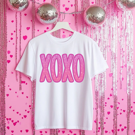 Ombre' Pink Glitter XOXO Valentine's DTF Transfer