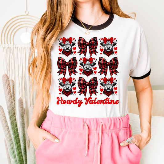 Highland Cow Howdy Valentine's DTF Transfer