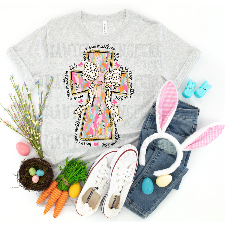 He is Risen Brushstroke Cross Easter DTF Transfer