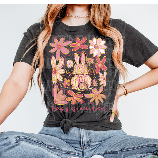 Happy Easter Watercolor Floral DTF Transfer