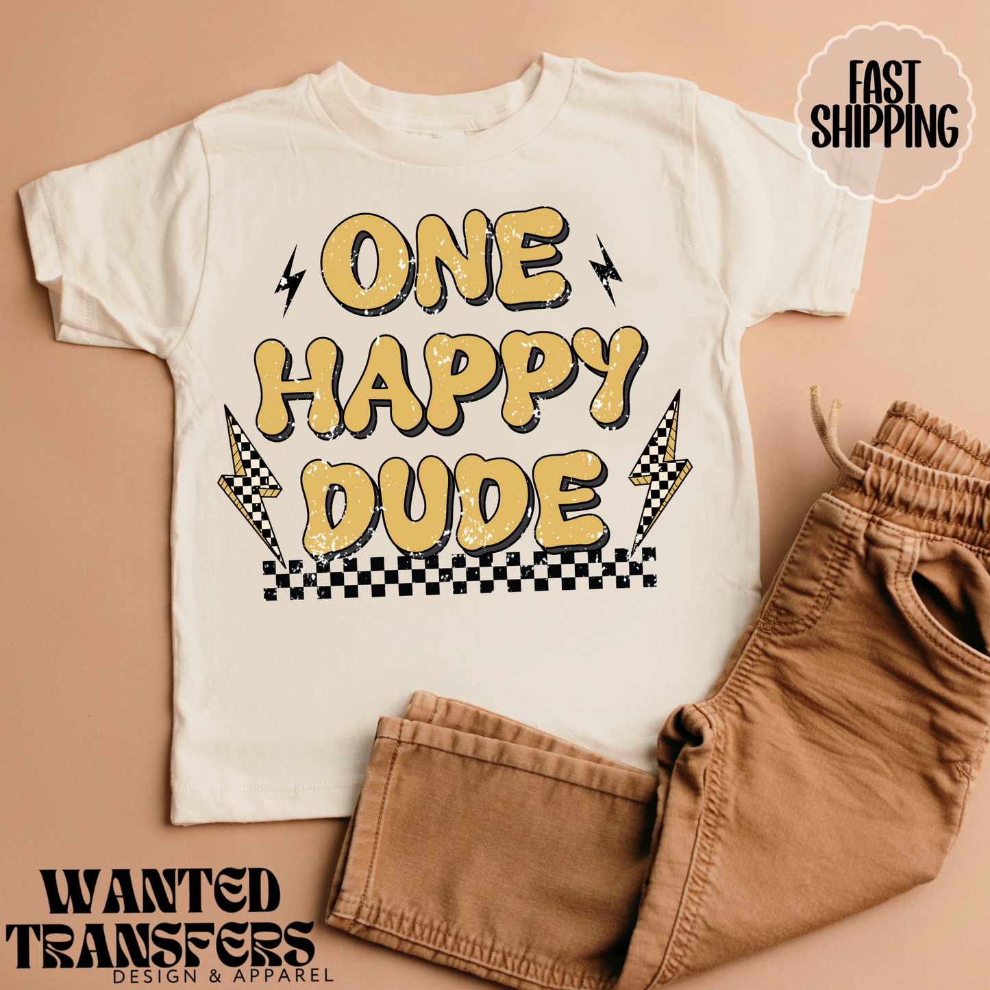 One Happy Dude Retro Boys Birthday Shirt, Tee, Onesie, Birthday Girl, All Ages, Toddler, Youth, Kids Bday, Minimalist