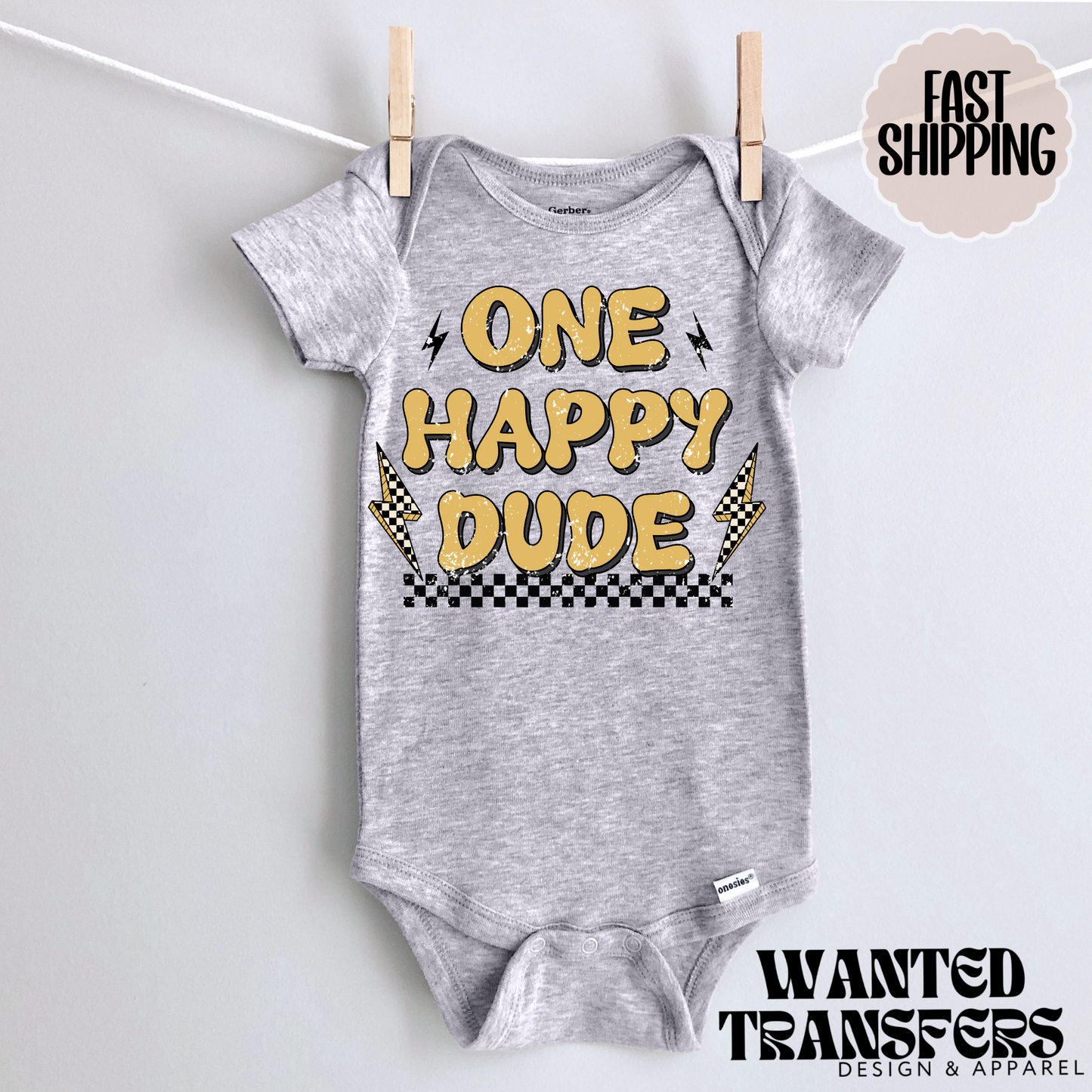 One Happy Dude Retro Boys Birthday Shirt, Tee, Onesie, Birthday Girl, All Ages, Toddler, Youth, Kids Bday, Minimalist