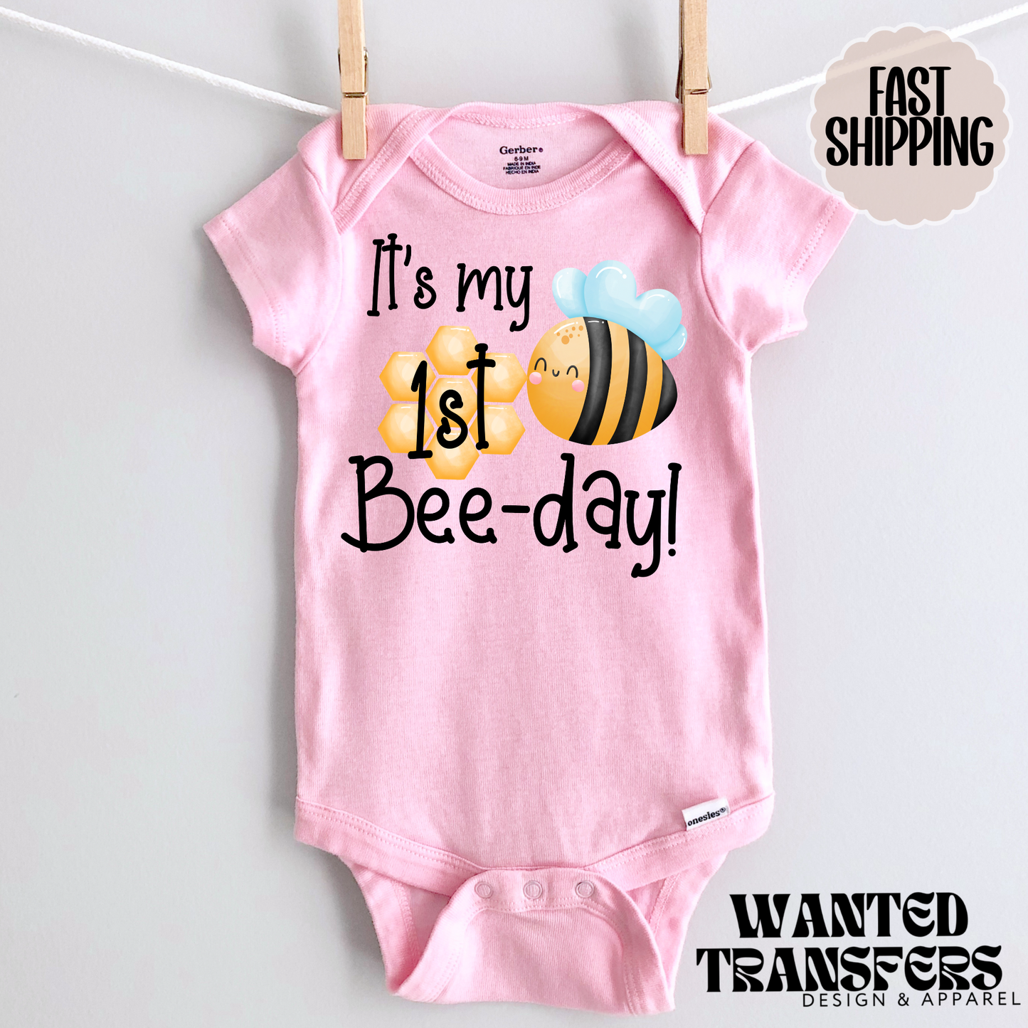 It's my 1st Birthday Bee Birthday Shirt, Tee, Onesie, First Birthday, 1st, Trendy Bee Birthday Tee