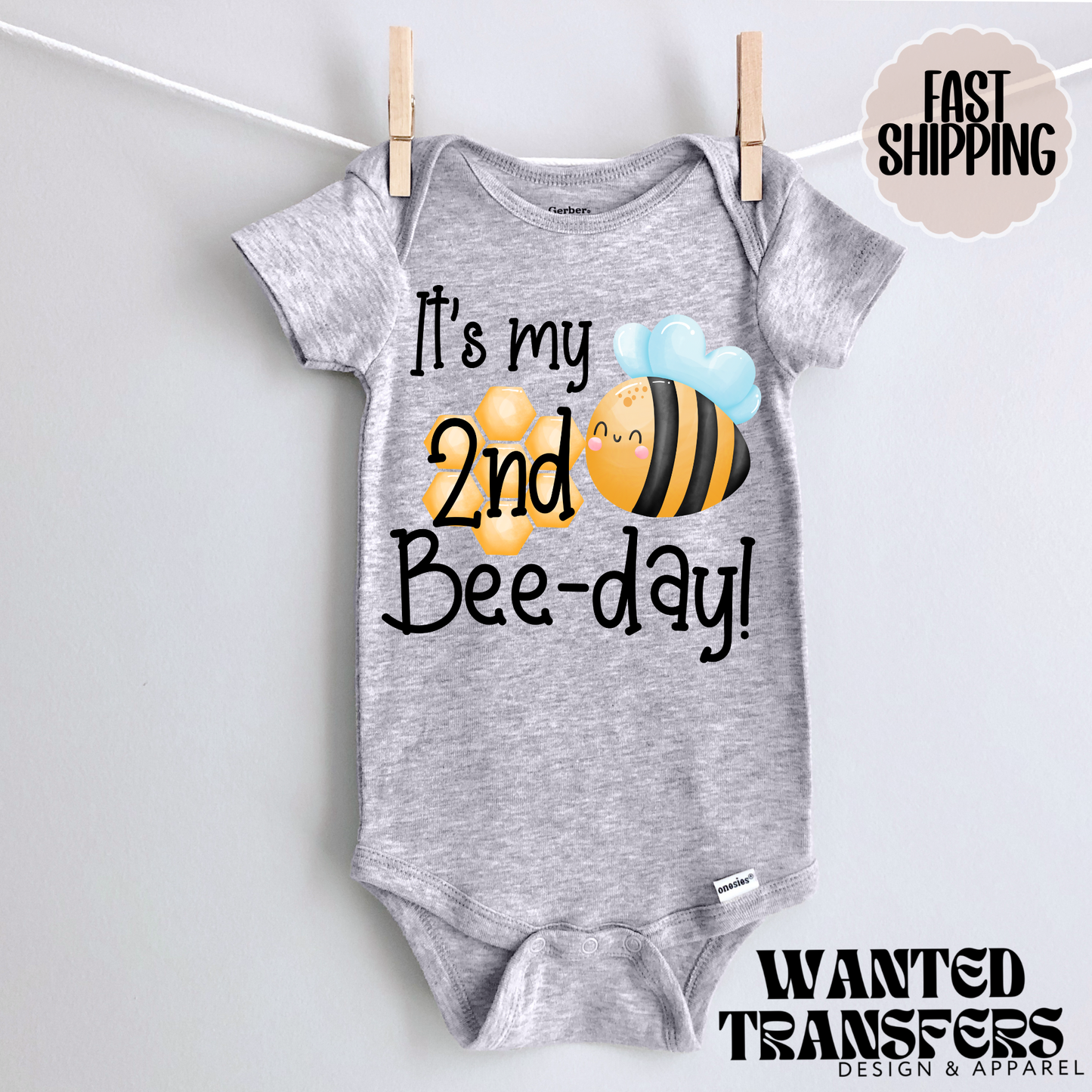 It's my 2nd Birthday Bee Birthday Shirt, Tee, Onesie, Second Birthday, 2nd, Trendy Bee Birthday Tee (Copy)