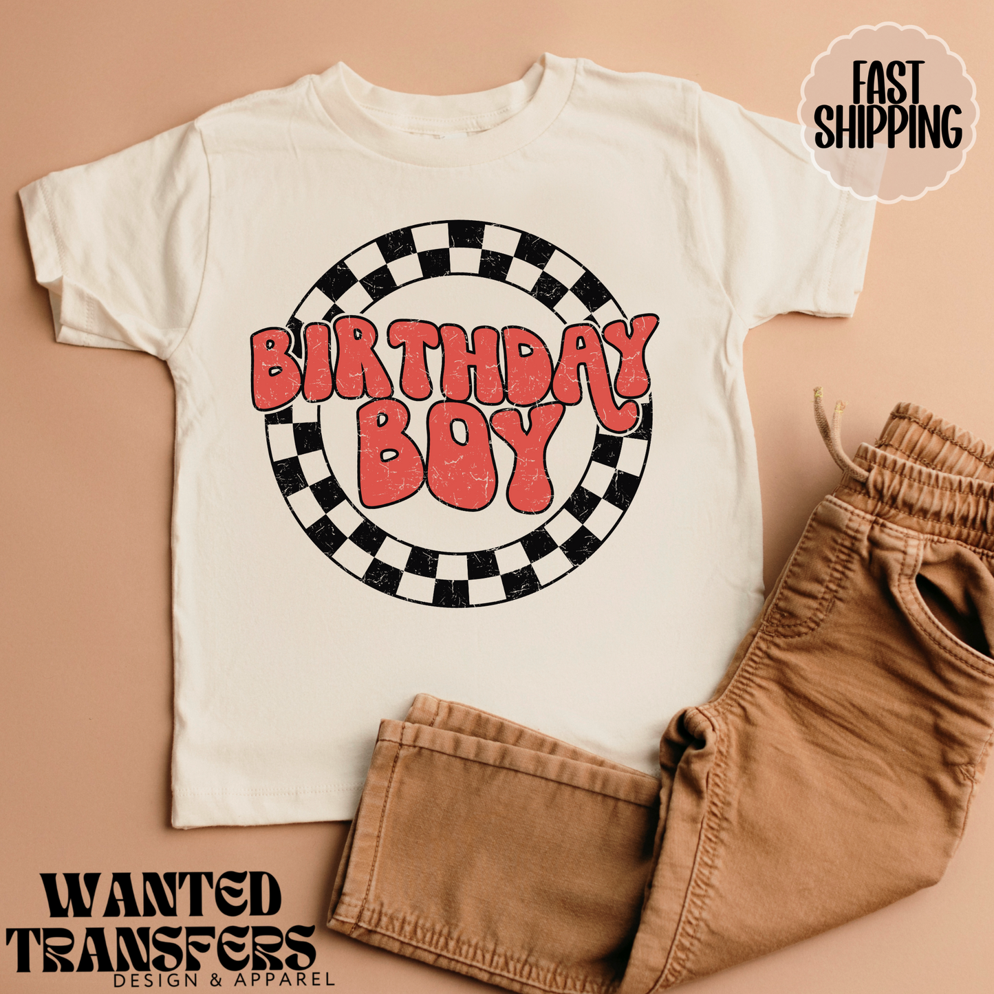 Birthday Boy Red Checkered Retro Boys Birthday Shirt, Tee, Onesie, Birthday Girl, All Ages, Toddler, Youth, Kids Bday, Minimalist