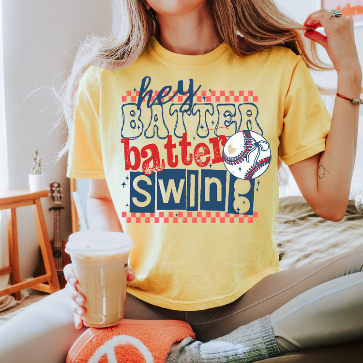 Hey Batter Batter Swing Baseball DTF Transfer