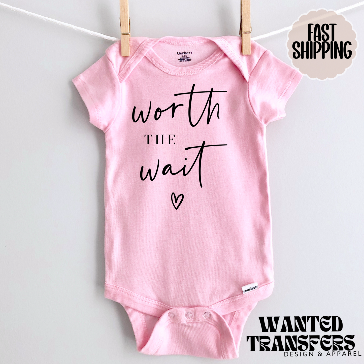 Worth the Wait Pregnancy Announcement Onesie®, New Baby Bodysuit, Reveal Pregnancy Announcement, Cute, Trendy Bodysuit