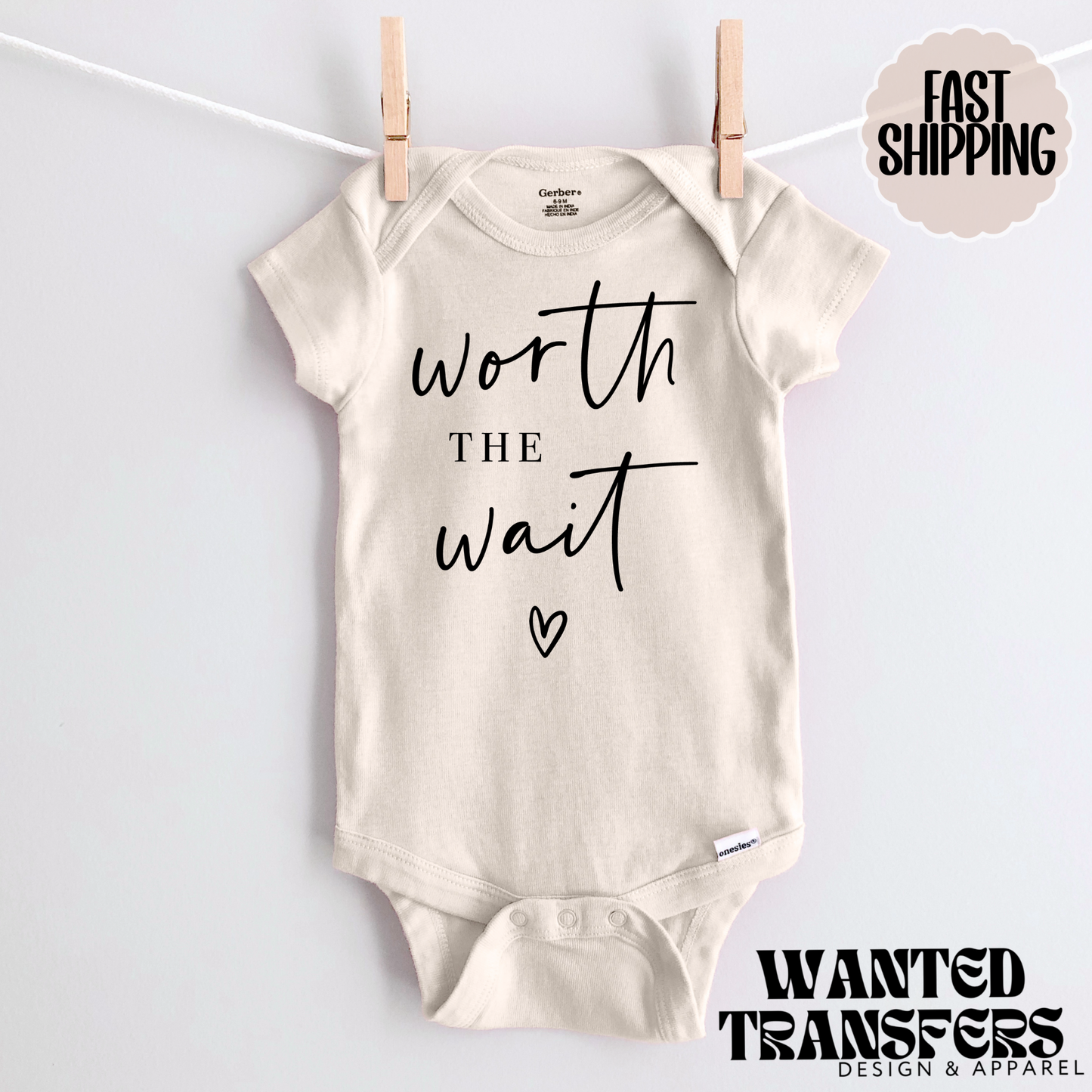 Worth the Wait Pregnancy Announcement Onesie®, New Baby Bodysuit, Reveal Pregnancy Announcement, Cute, Trendy Bodysuit