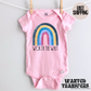 Worth the Wait Rainbow Pregnancy Announcement Onesie®, New Baby Bodysuit, Reveal Pregnancy Announcement, Cute, Trendy Bodysuit