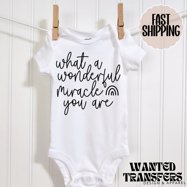 What a Wonderful Miracle You Are Rainbow Pregnancy Announcement Onesie®, New Baby Bodysuit, Reveal Pregnancy Announcement, Cute, Trendy Bodysuit