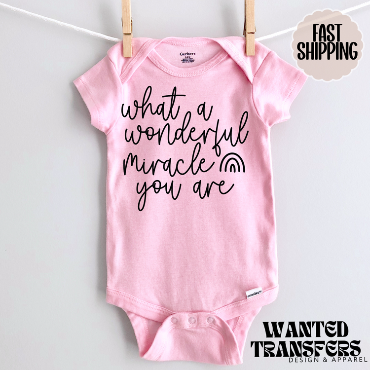 What a Wonderful Miracle You Are Rainbow Pregnancy Announcement Onesie®, New Baby Bodysuit, Reveal Pregnancy Announcement, Cute, Trendy Bodysuit